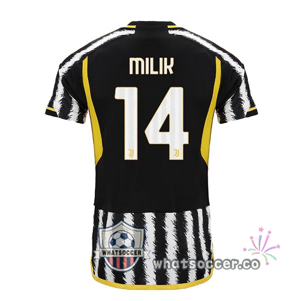 Juventus (MILIK 14) Home Soccer Jerseys Black White 2023-2024
