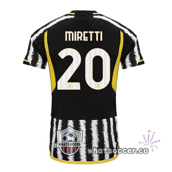 Juventus (MIRETTI 20) Home Soccer Jerseys Black White 2023-2024