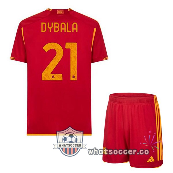 AS Roma (DYBALA 21) Kids Home Soccer Jerseys Red 2023-2024