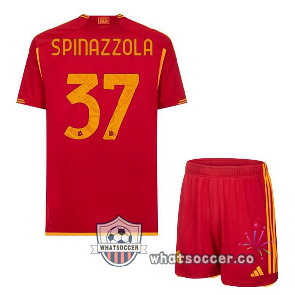 AS Roma (SPINAZZOLA 37) Kids Home Soccer Jerseys Red 2023-2024