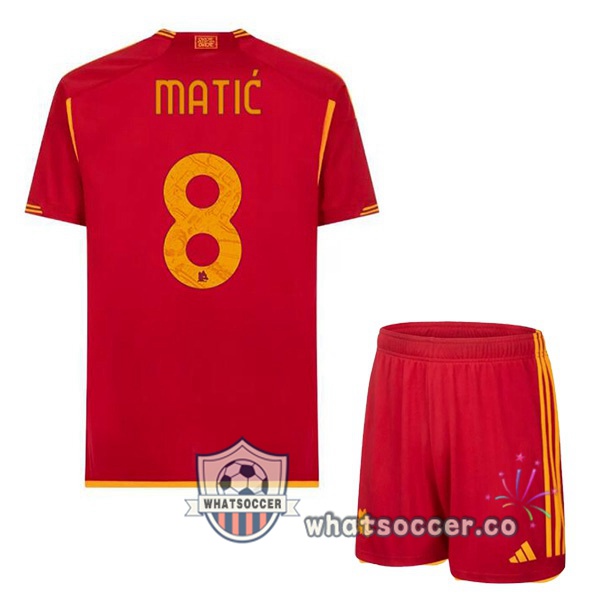 AS Roma (MATIĆ 8) Kids Home Soccer Jerseys Red 2023-2024