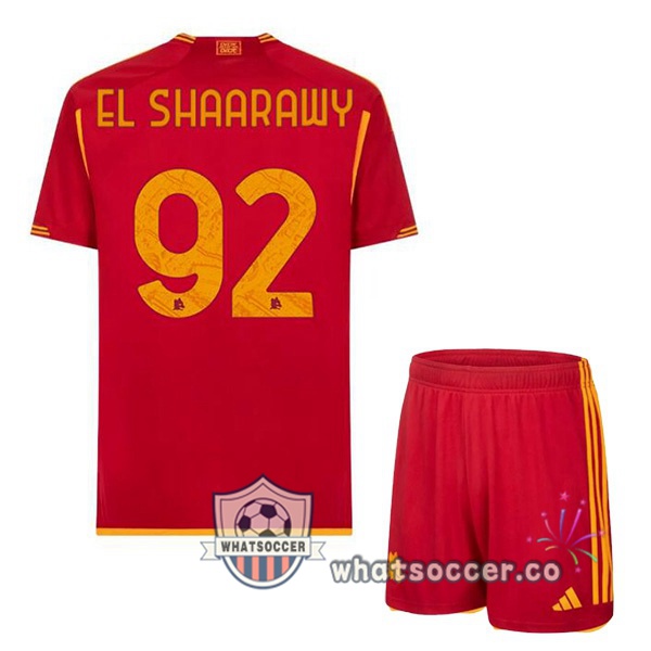 AS Roma (EL SHAARAWY 92) Kids Home Soccer Jerseys Red 2023-2024
