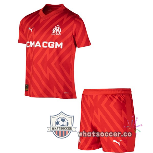 Olympique de Marseille Kids Goalkeeper Soccer Jerseys Red 2023-2024
