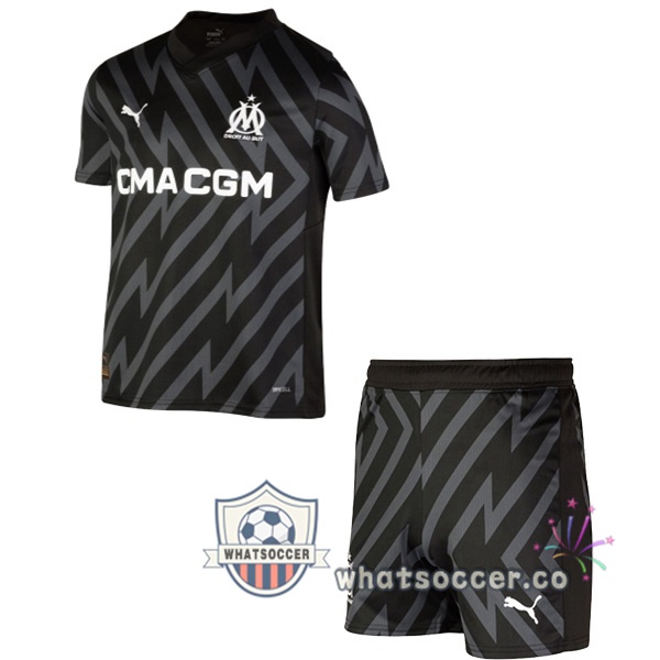 Olympique de Marseille Kids Goalkeeper Soccer Jerseys Black 2023-2024