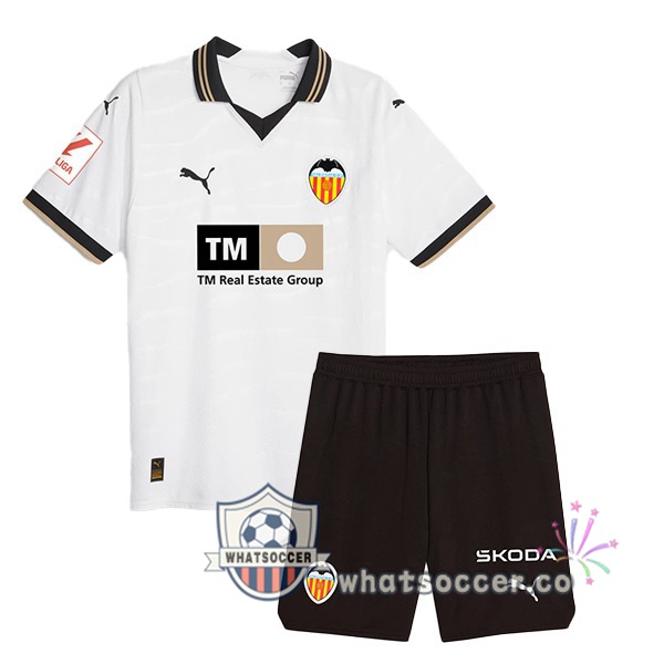 Valencia CF Kids Home Soccer Jerseys White 2023-2024