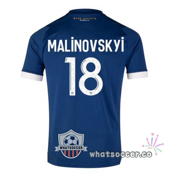 Olympique de Marseille (MALINOVSKYI 18) Away Soccer Jerseys Blue 2023-2024