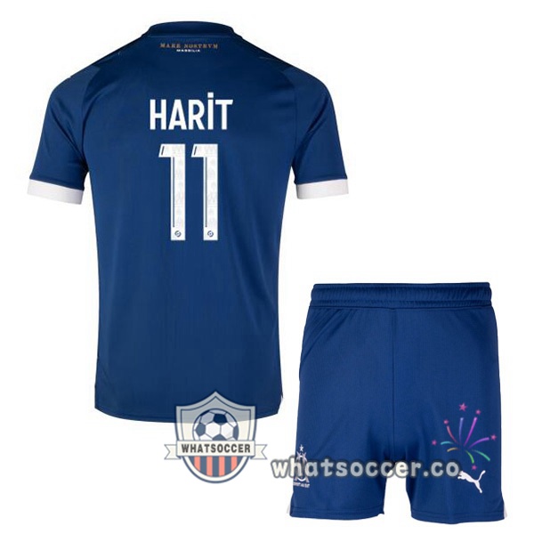 Olympique de Marseille (HARIT 11) Kids Away Soccer Jerseys Blue 2023-2024
