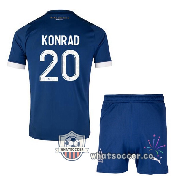 Olympique de Marseille (KONRAD 20) Kids Away Soccer Jerseys Blue 2023-2024