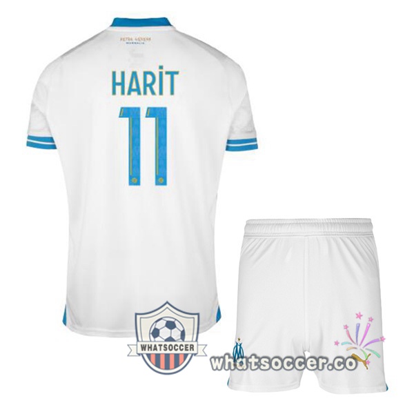 Olympique de Marseille (HARIT 11) Kids Home Soccer Jerseys White 2023-2024