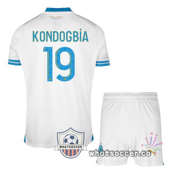 Olympique de Marseille (KONDOGBIA 19) Kids Home Soccer Jerseys White 2023-2024