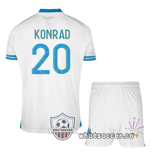 Olympique de Marseille (KONRAD 20) Kids Home Soccer Jerseys White 2023-2024