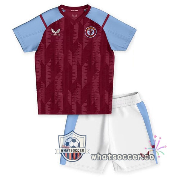 Aston Villa Kids Home Soccer Jerseys Red 2023-2024