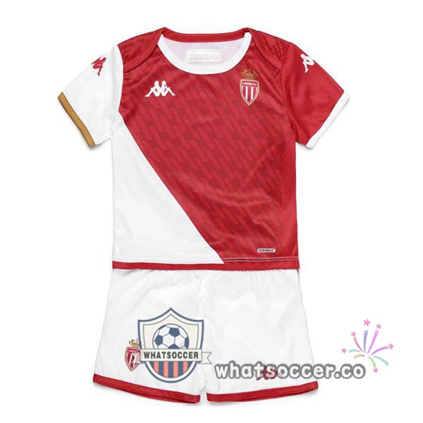 AS Monaco Kids Home Soccer Jerseys White Red 2023-2024