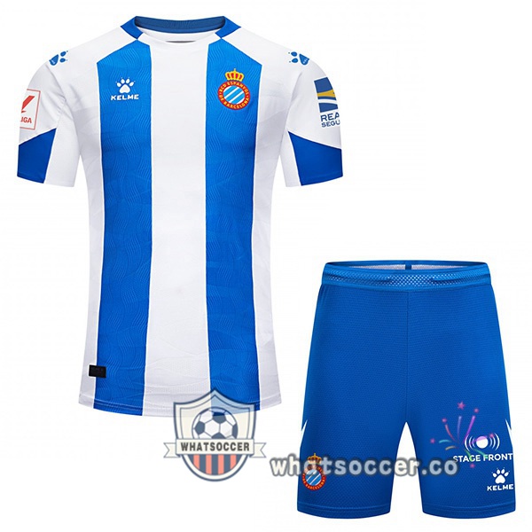 RCD Espanyol Kids Home Soccer Jerseys Blue White 2023-2024