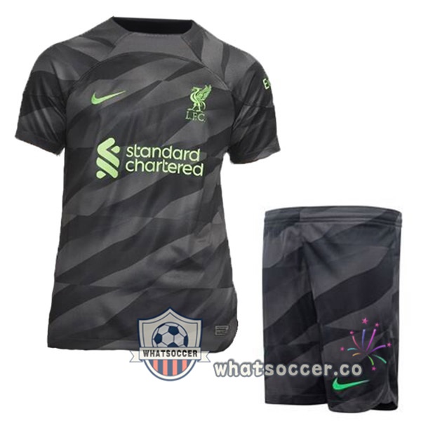 FC Liverpool Kids Goalkeeper Soccer Jerseys Black 2023-2024
