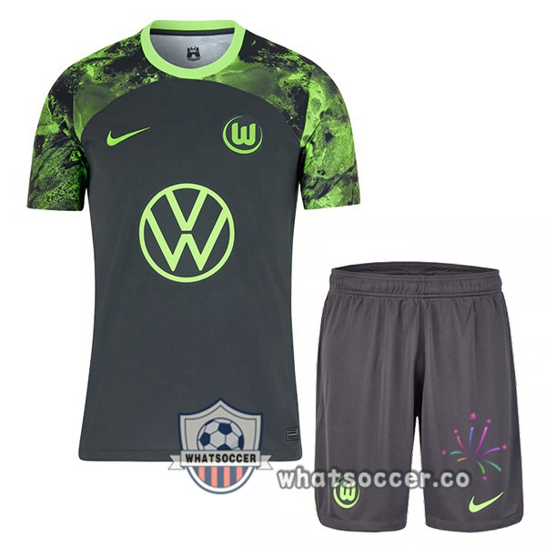 Vfl Wolfsburg Kids Away Soccer Jerseys Green 2023-2024