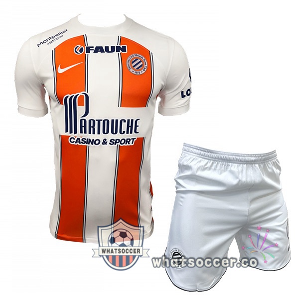 Montpellier HSC Kids Away Soccer Jerseys White Orange 2023-2024