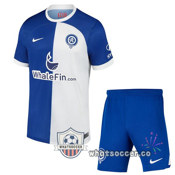 Atletico Madrid Kids Away Soccer Jerseys Blue 2023-2024
