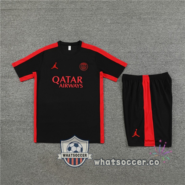Paris PSG Training T-Shirts + Shorts Black 2023-2024