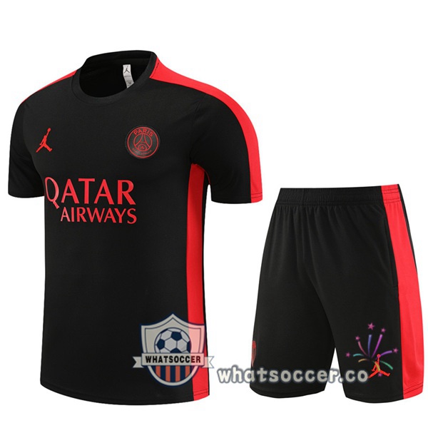Paris PSG Training T-Shirts + Shorts Black 2023-2024