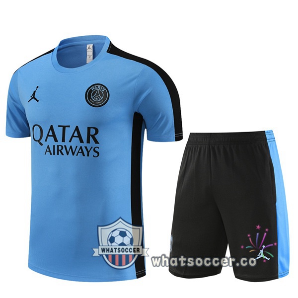 Paris PSG Training T-Shirts + Shorts Blue 2023-2024