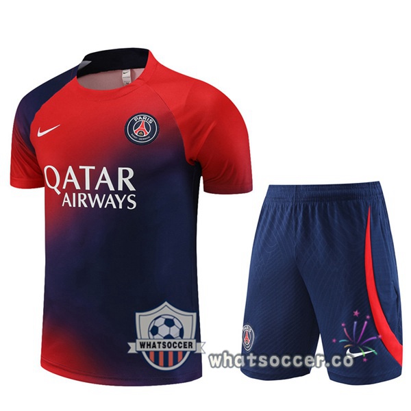 Paris PSG Training T-Shirts + Shorts Blue Red 2023-2024