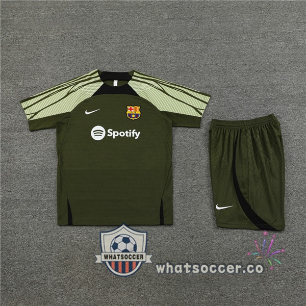 FC Barcelona Training T-Shirts + Shorts Green 2023-2024