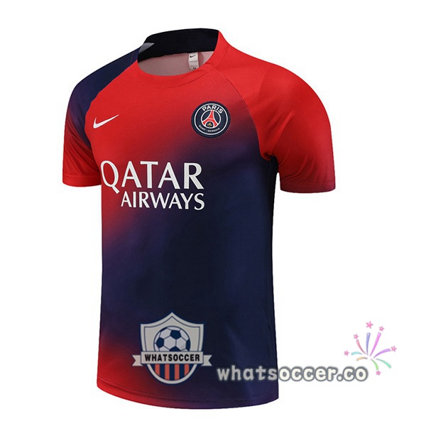 Paris PSG Training T-Shirts Blue Red 2023-2024