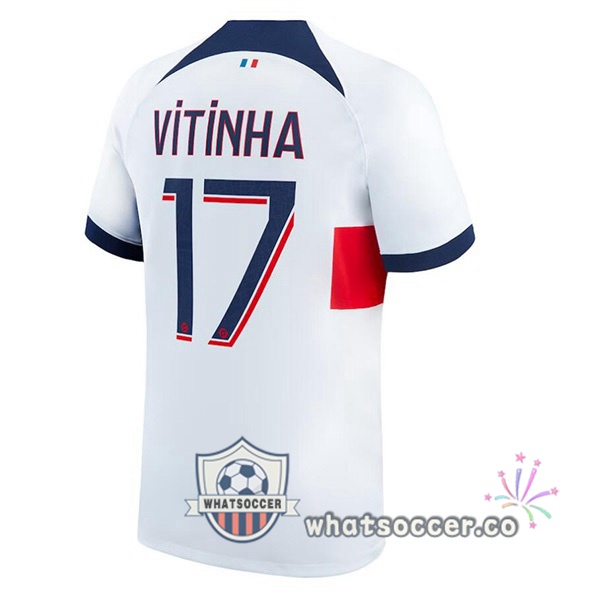 Paris PSG (Vitinha 17) Away Soccer Jerseys White 2023-2024