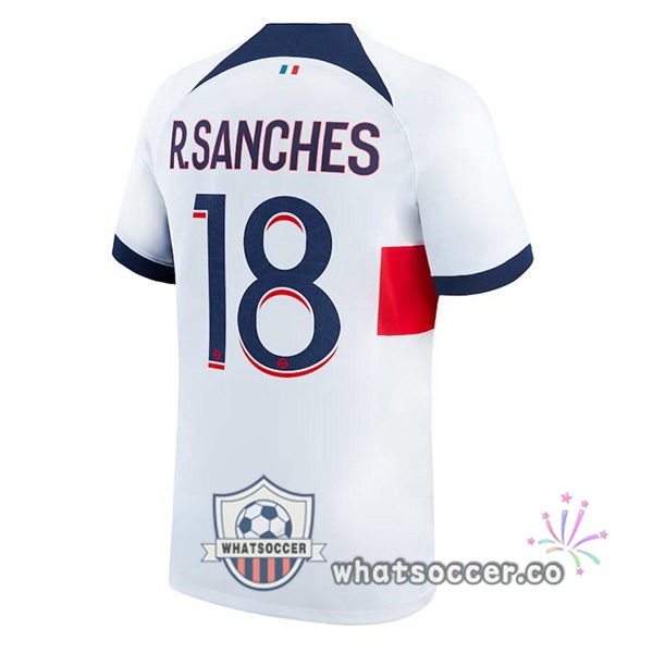 Paris PSG (R.Sanches 18) Away Soccer Jerseys White 2023-2024