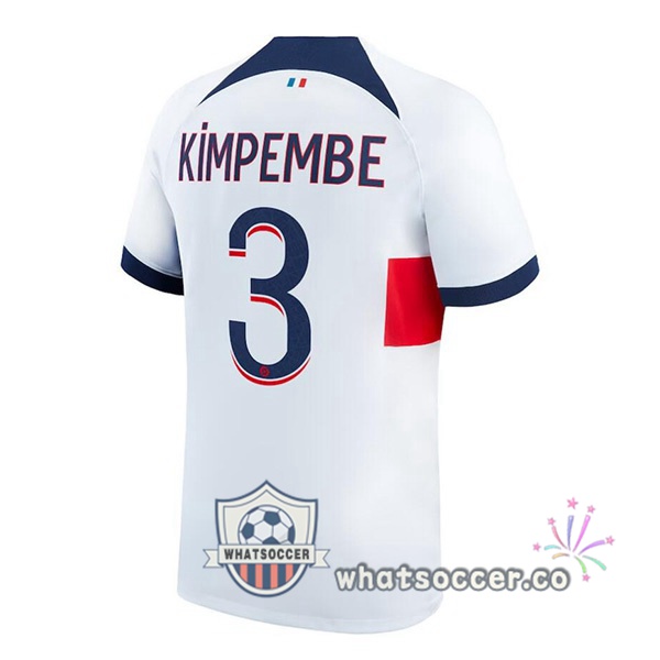 Paris PSG (Kimpembe 3) Away Soccer Jerseys White 2023-2024