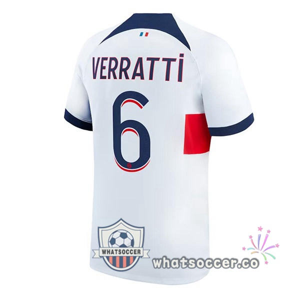 Paris PSG (Verratti 6) Away Soccer Jerseys White 2023-2024
