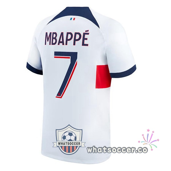 Paris PSG (Mbappé 7) Away Soccer Jerseys White 2023-2024