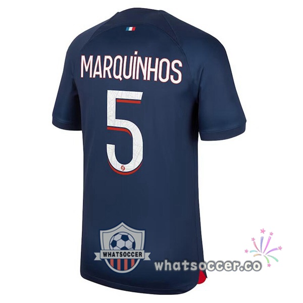 Paris PSG (Marquinhos 5) Home Soccer Jerseys Blue Royal 2023-2024