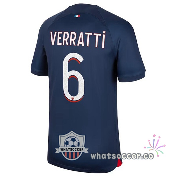 Paris PSG (Verratti 6) Home Soccer Jerseys Blue Royal 2023-2024