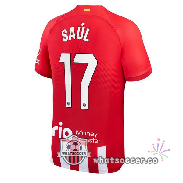 Atletico Madrid (Saúl 17) Home Soccer Jerseys Red 2023-2024