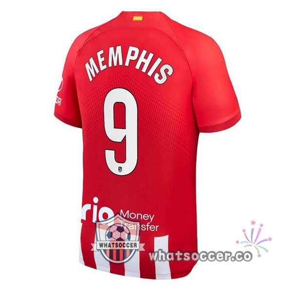 Atletico Madrid (Memphis 9) Home Soccer Jerseys Red 2023-2024