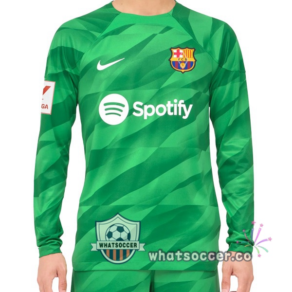 FC Barcelona Goalkeeper Soccer Jerseys Long Sleeve Green 2023-2024