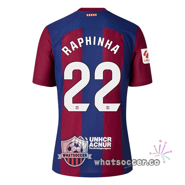 FC Barcelona (RAPHINHA 22) Home Soccer Jerseys Blue Red 2023-2024