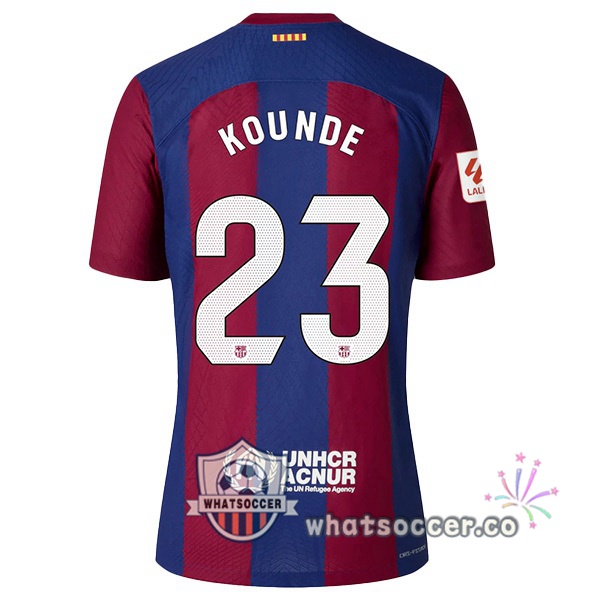 FC Barcelona (KOUNDE 23) Home Soccer Jerseys Blue Red 2023-2024