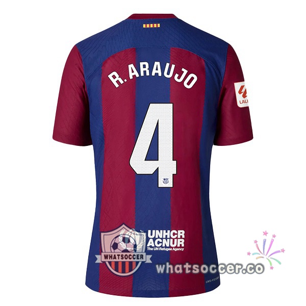 FC Barcelona (R. ARAUJO 4) Home Soccer Jerseys Blue Red 2023-2024