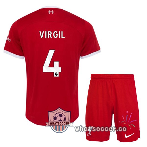 FC Liverpool (VIRGIL 4) Kids Home Soccer Jerseys Red 2023-2024