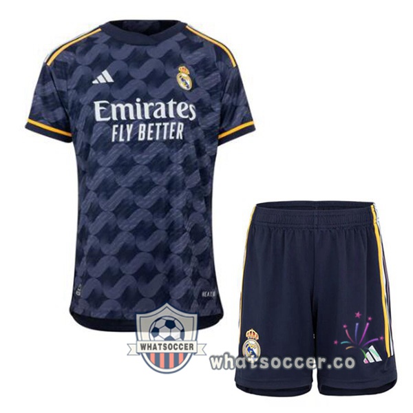 Real Madrid Kids Away Soccer Jerseys Blue Royal 2023-2024