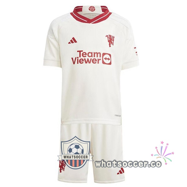 Manchester United Kids Third Soccer Jerseys White 2023-2024
