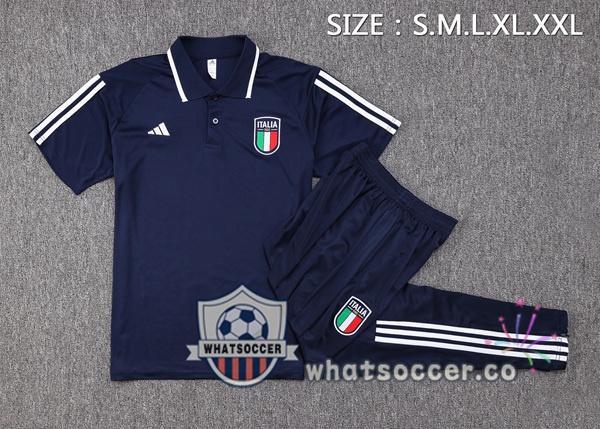 Training Polo Italy + Pants Blue Royal 2023-2024