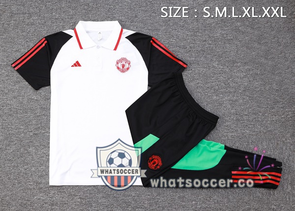 Training Polo Manchester United + Pants White 2023-2024