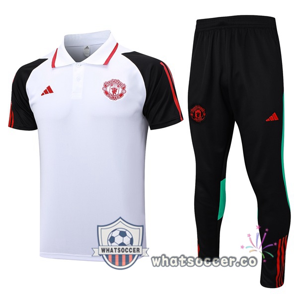 Training Polo Manchester United + Pants White 2023-2024