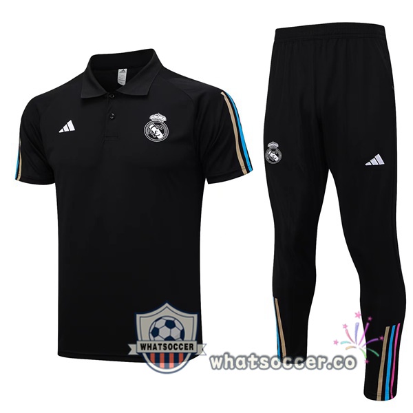 Training Polo Real Madrid + Pants Black 2023-2024