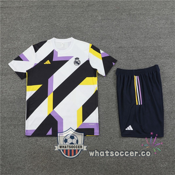 Real Madrid Training T-Shirts + Shorts White Black 2023-2024