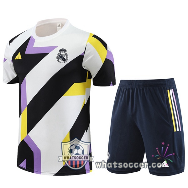 Real Madrid Training T-Shirts + Shorts White Black 2023-2024